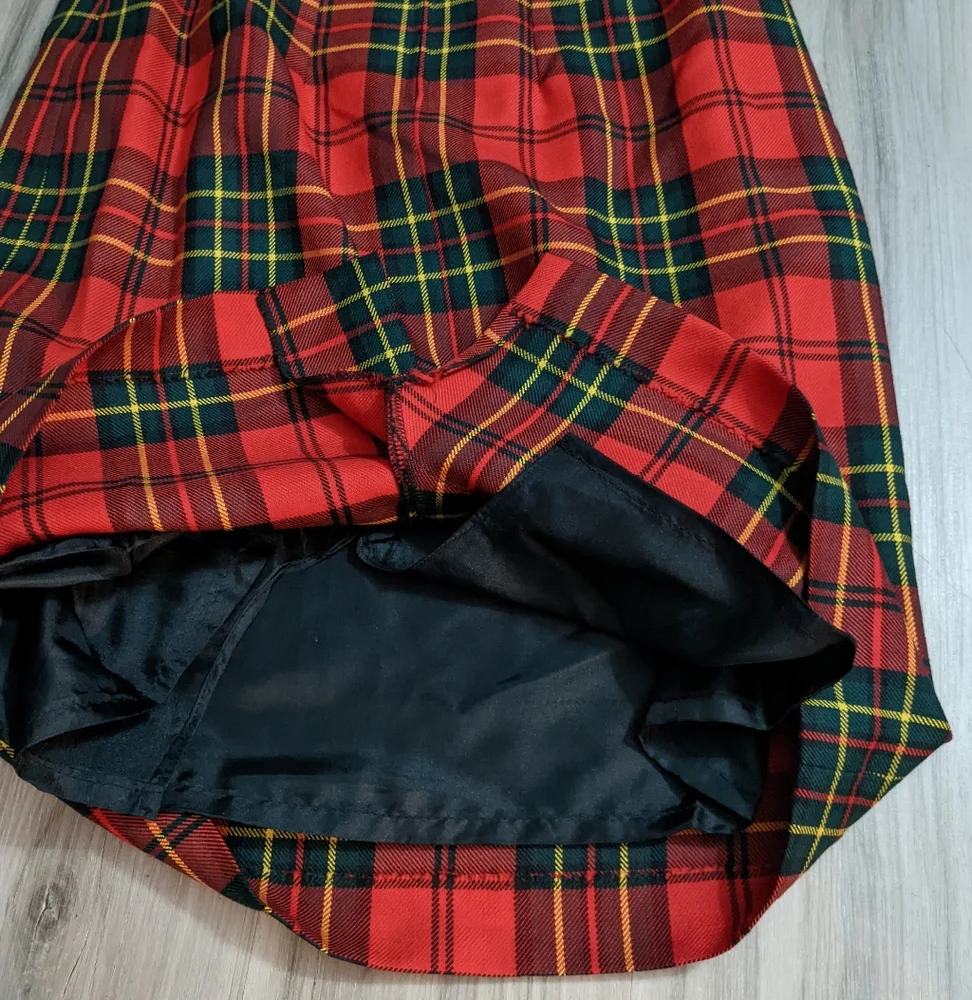 Vtg Brendella 100% Wool Plaid Midi Skirt‎ Size 26